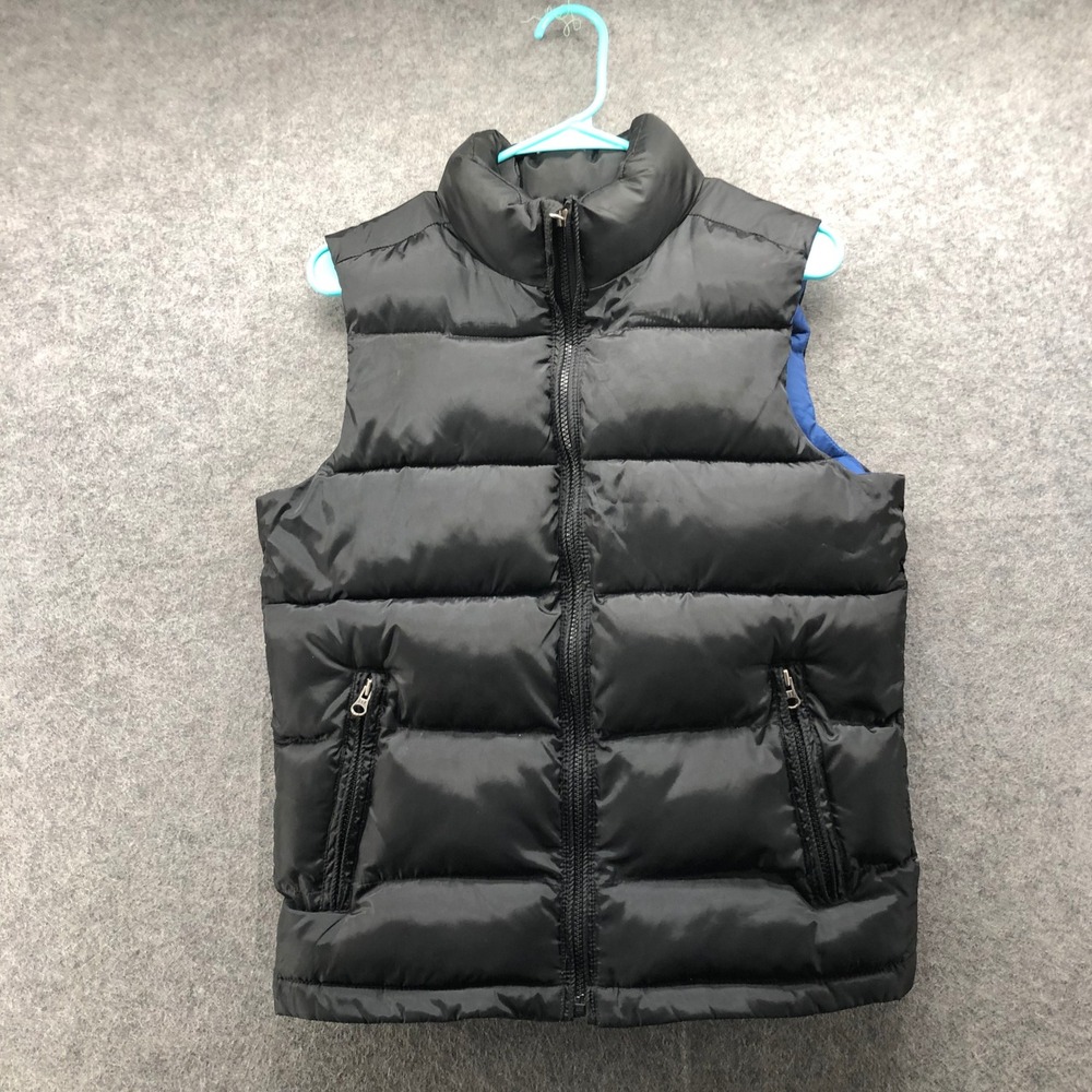 Gap Puffer Vest Boys XL 12 Black Blue Padded Quilted Jacket Vest Insulated